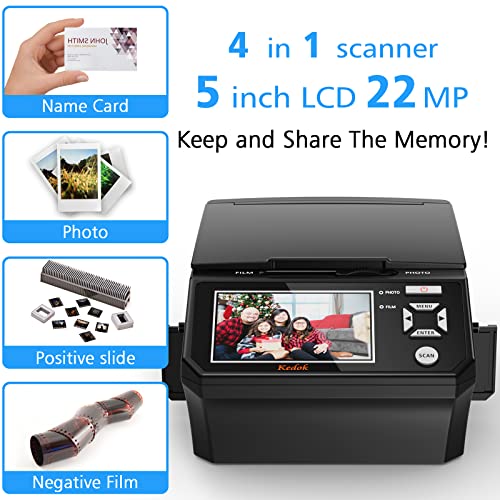 Photo,NameCard,Slide & Negative Scanner with Large 5” LCD Screen