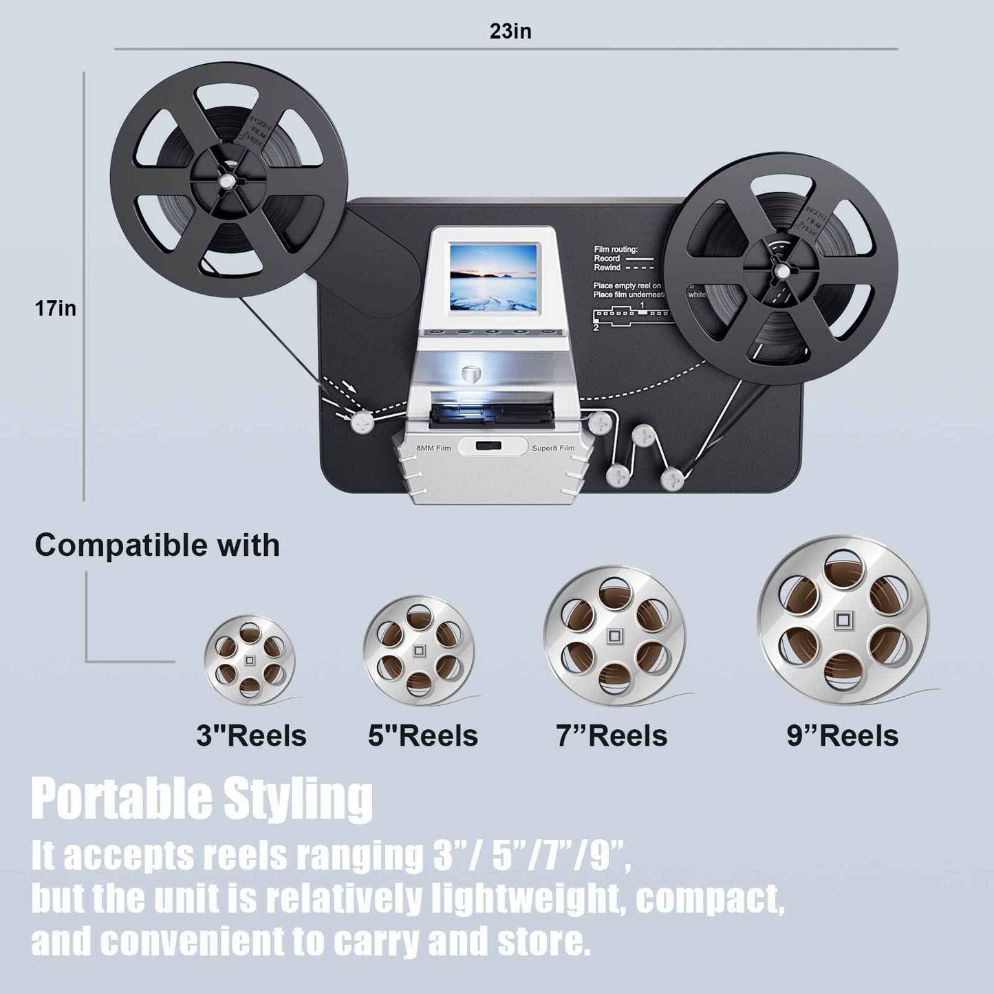 3", 5", 7", 9" reel category best 8mm converter