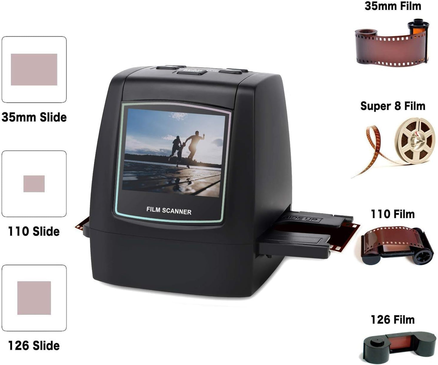 22MP All-in-1 Film & Slide Scanner, Converts 35mm 135 110 126 and Super 8 Films/Slides/Negatives