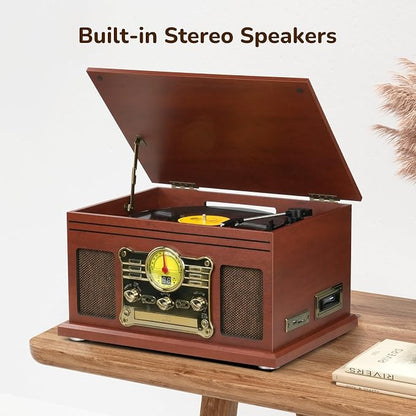 Bluetooth Record Player 10 in 1, 3-Speed Turntable for Vinyl with Speakers