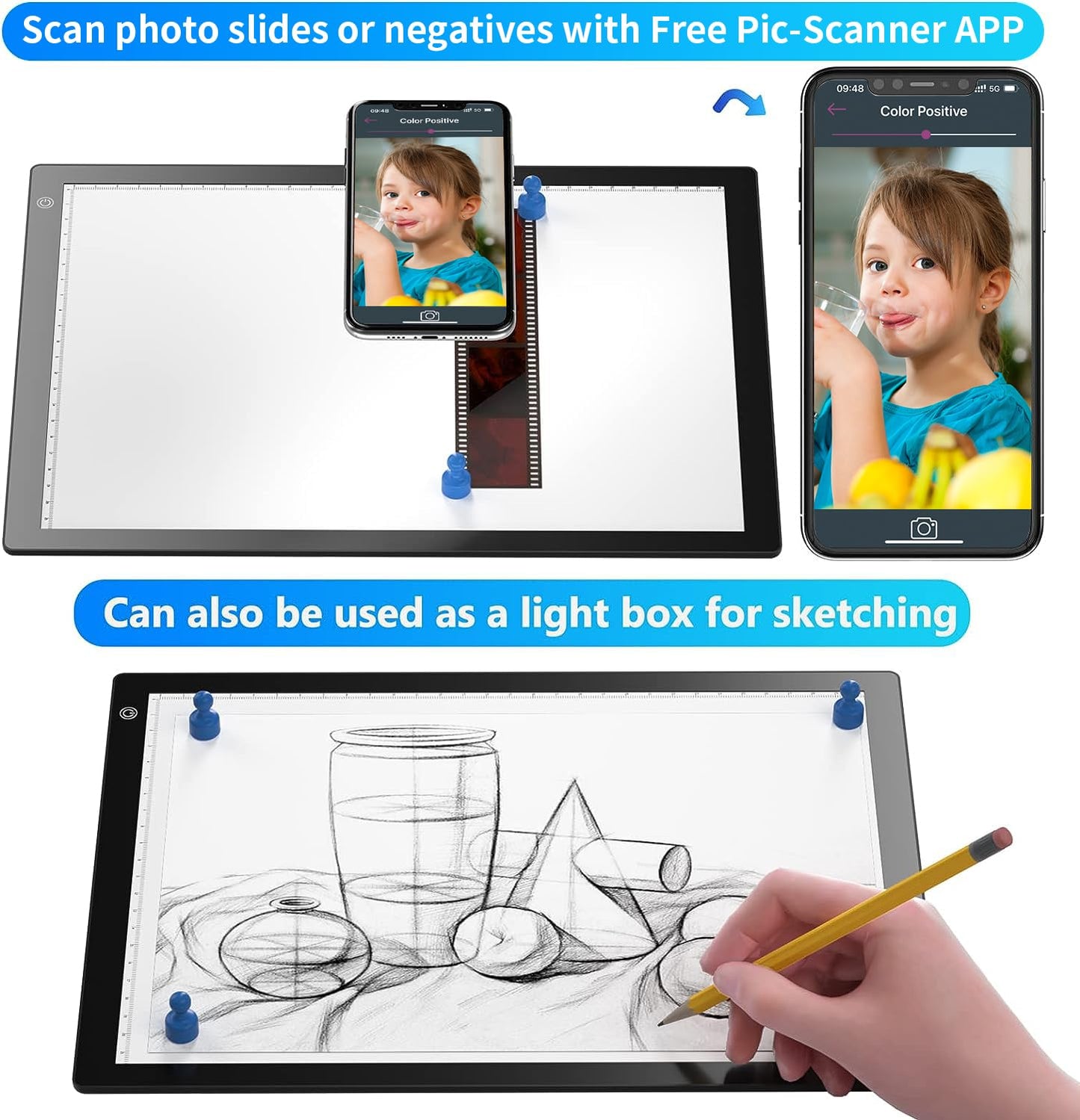 Slide Viewer Light Box, for Scanning Film Negatives and Slides