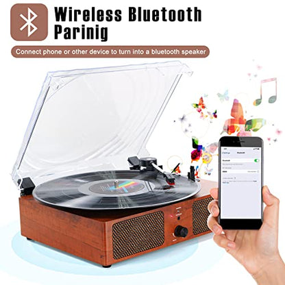 Record Player Bluetooth Turntable for Vinyl with Speakers & USB Player